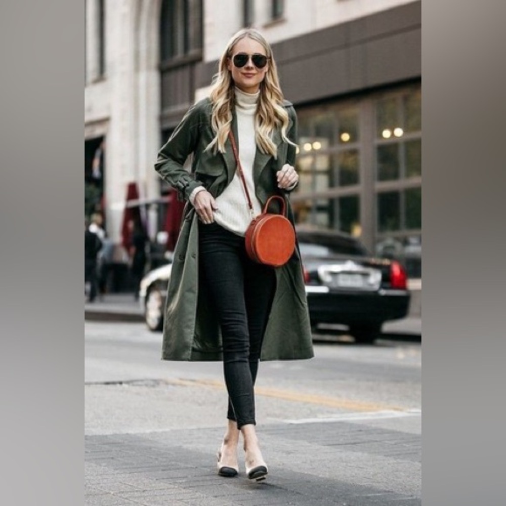 Classic Olive London Fog Belted Trench Coat